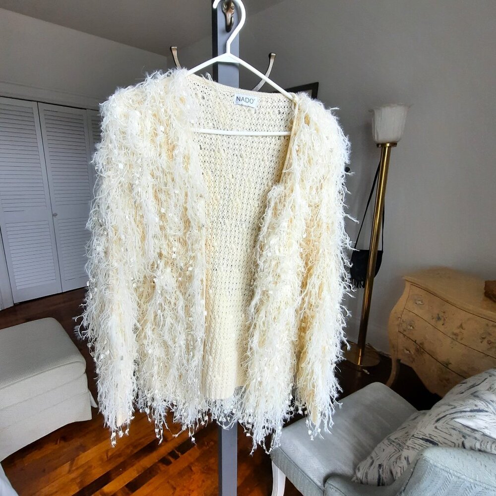 Statement piece, Shaggy knit open front cardigan, boho chic, Nado - Picture 2 of 9